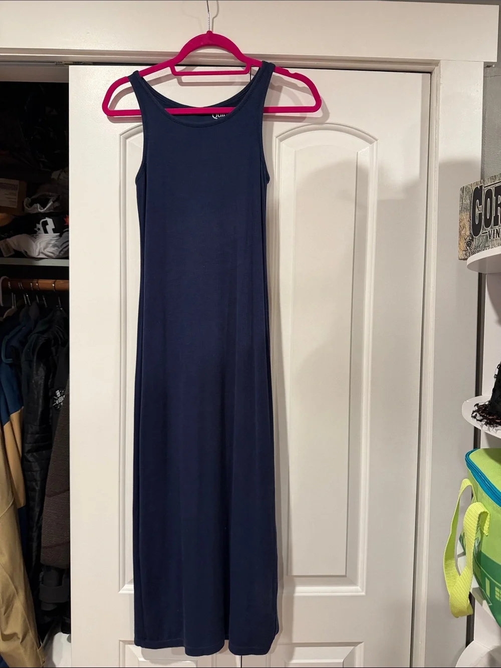 Quince Navy Sleeveless double layer Midi Dress small - Picture 1 of 3